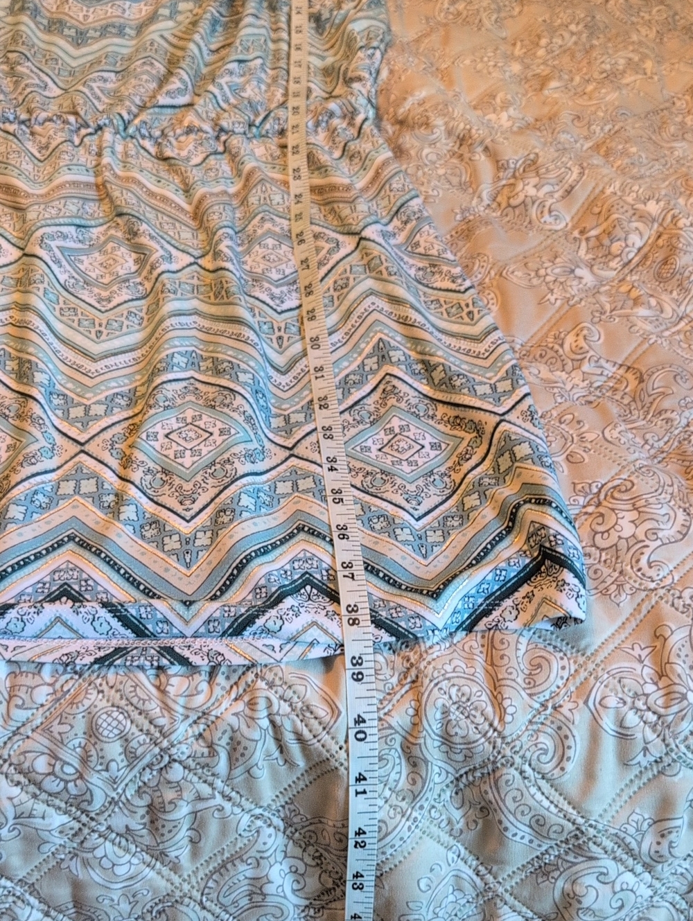 White House Black Market Blue and Cream Printed Mini Dress - Picture 7 of 8
